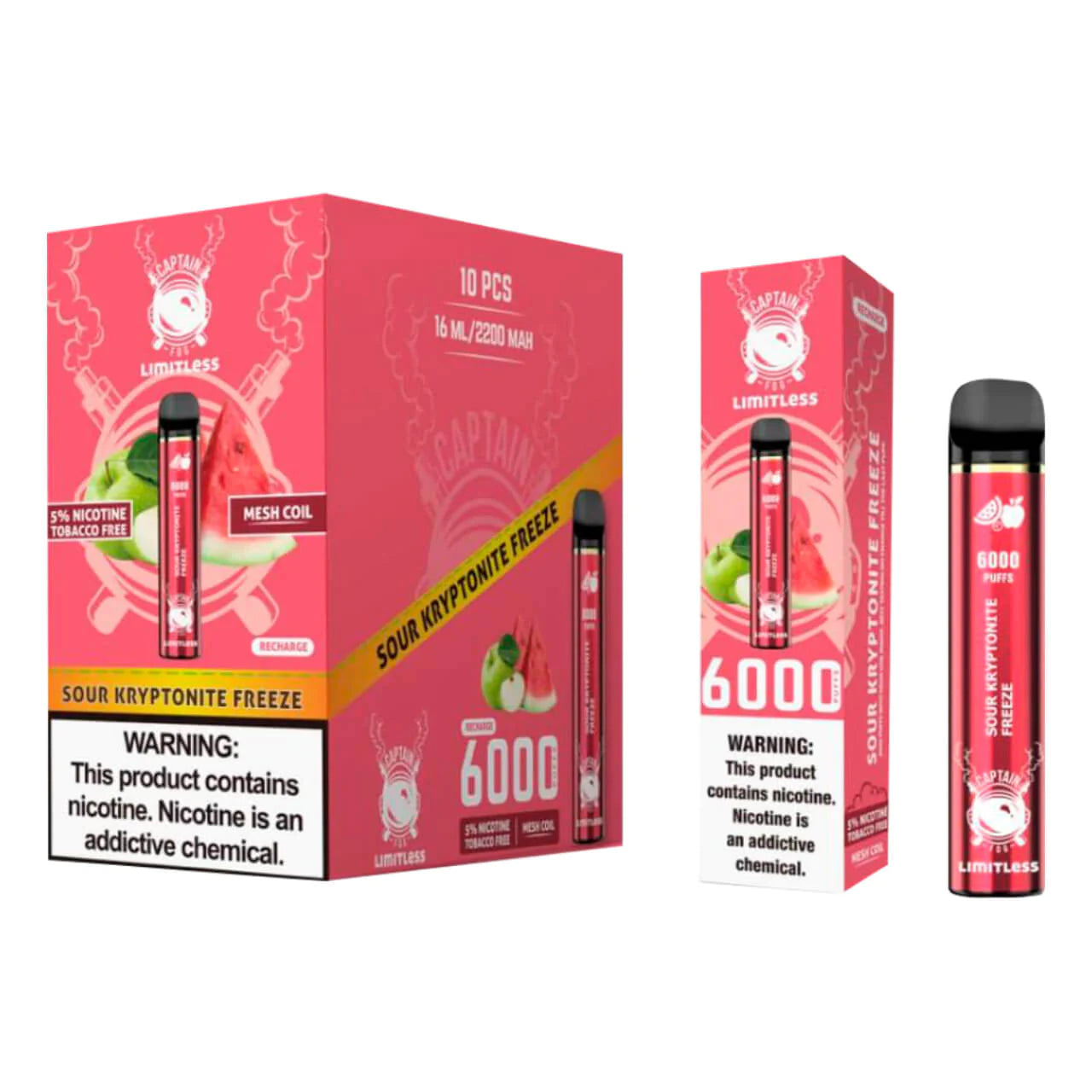 Sour Kriptonite Freeze - Captain Fog Limitless 6000Puffs